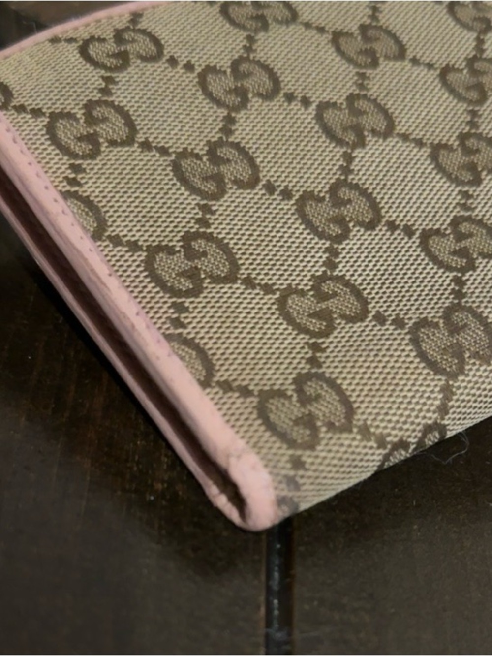 Gucci Vintage GG Canvas Wallet in Pink Trim with Web Stripe - Picture 6 of 10